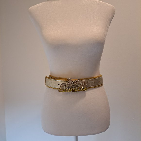 Just Cavalli Women\'s Leather Silver Yellow Crystal Belt IT 80 main image 4